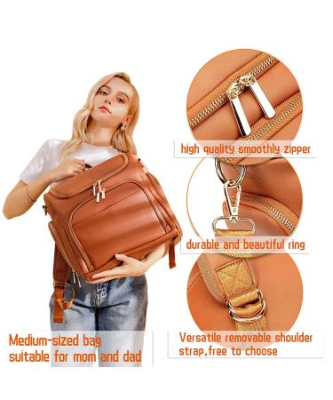 Beaulyn Leather Diaper Bag Backpack - 5-in-1 Travel & Tote w/Changing Pad | Large Capacity Brown - Buy Online on GoSupps.com