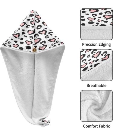 Love Leopard Pattern Dry Hair Cap & Quick Drying Towel Set - Super Absorbent Soft & Comfortable - 2 Piece Set - Buy Online on GoSupps.com