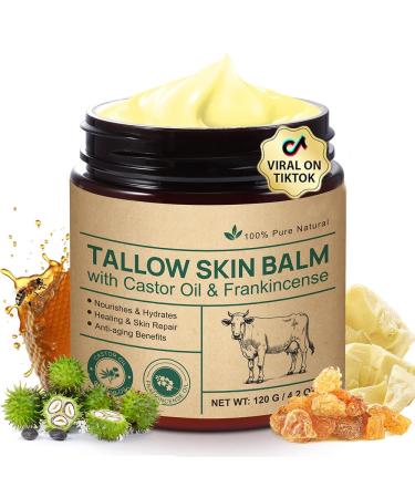 Beef tallow for the skin 120 g beef tallow and honey balm sebum moisturizer for the face with beeswax castor and frankincense oils deeply effective moisture care for face and body