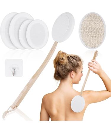 URAQT Lotion Applicator for Back - 7 Piece Set with Body Brush & Scrubber - Long Wooden Handle with 4 Pads - Bath Brush and Hook Included - Buy Online on GoSupps.com