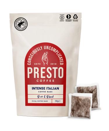Presto Coffee Bags | Speciality Grade EXTRA STRONG | 25 Bags | Dark Roast | Chocolate & Toasted Almond Notes | Fully Recyclable Packaging. (25 PACK) Extra Strong 25 count (Pack of 1)