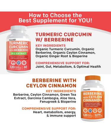 5-in-1 Organic Turmeric Curcumin Supplement (4210mg) with Berberine, Ceylon Cinnamon Bioperine and Ginger Supplements for Joint, Heart, Gut, & Metabolic Support (120 ct) Regular 120 Count (Pack of 1) - Buy Online on GoSupps.com