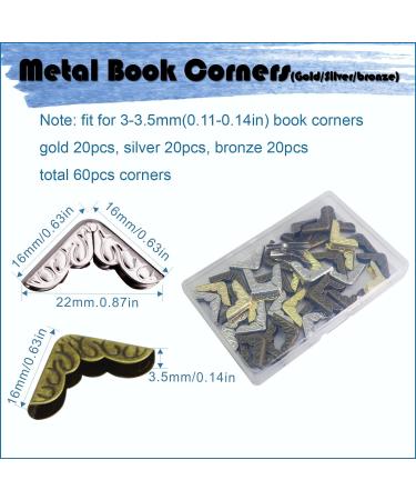 60 Pcs Metal Book Corners Protector Vintage Scrapbook Supplies Photo Mounting Corners Crafting Iron Picture Corner Protectors bulk pack 60pcs(gold silver antique bronze) - Buy Online on GoSupps.com