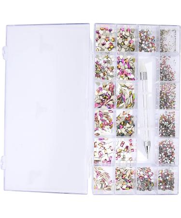 Nail art crystals nail rhinestones nail art rhinestones colorful exquisite nail DIY glass rhinestones decoration with box rhinestones bright and colorful looks exquisite - Buy Online on GoSupps.com