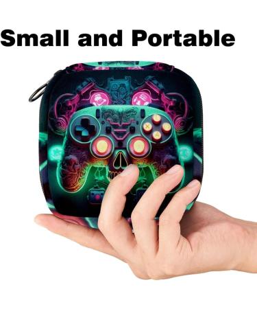 MUOOUM Menstrual Pad Bag - Zippered Storage for Tampons & Feminine Products | Skull Game Controller Design | 4.7x6.6x6.6 in | Perfect for Women & Girls - Buy Online on GoSupps.com