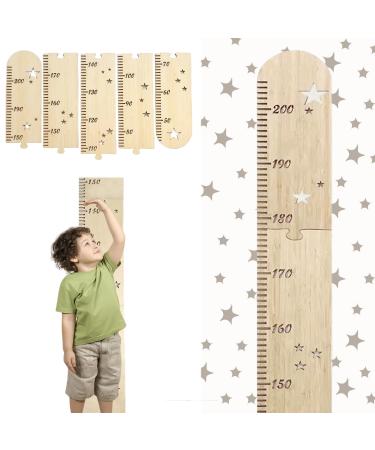 Homury yardstick for children made of wood wooden measuring bats barnatz children's room natural wooden puzzle foldable high -altitude growth diagram wooden bar for wall decoration (200 cm)
