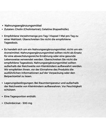 Medverita Choline 500 mg - Pure Choline Bicine Supplement - 60 Capsules for Optimal Health - Buy Online on GoSupps.com