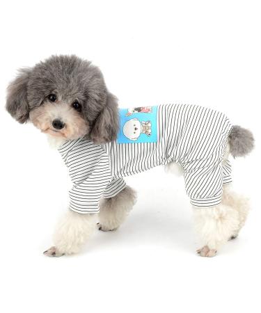 Ranphy dogs pajama made of cotton striped for small dogs 4 legs puppy printed clothes for dogs pet overall cartoon hoodie jumpsuit pet coat dog coat pajamas L (back: 30cm breast size: 42cm) black - Buy Online on GoSupps.com