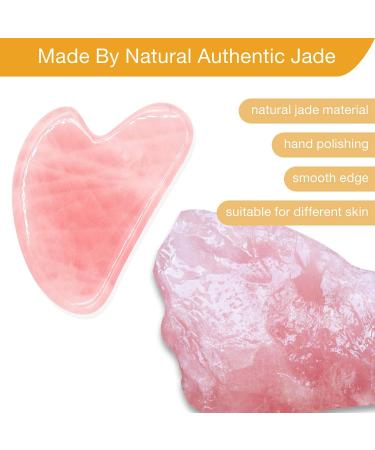 Premium Rose Quartz Gua Sha Tool | Natural Jade Facial Massage Stone for Anti-Aging | Heart Shape Skincare Tool - Buy Online on GoSupps.com