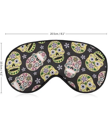 Colored Sugar Skull Flower Sleeping Mask - Comfortable Eye Mask with Adjustable Strap for Travel | Soft Light Blindfold for Men Women Boys & Girls - Buy Online on GoSupps.com