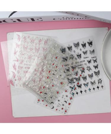 9 Sheets Nail Art Stickers Color Laser Butterfly Star Moon Sun Nail Decals Self-Adhesive Gold Silver Nail Supplies Manicure Art Design Decoration Accessories for Girls Women Nail Studio - Buy Online on GoSupps.com
