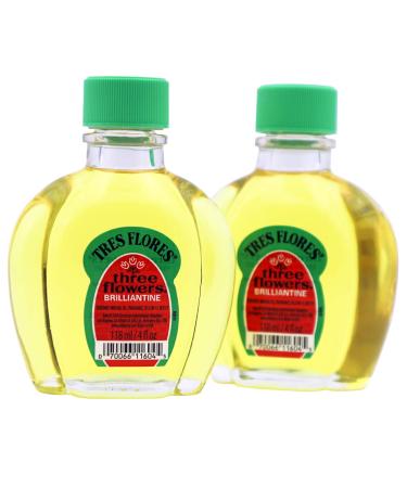 Three Flowers Brilliantine Men Hair Styling Oil Anti-Frizz 2-Pack of 4 FL Oz Bottles amber 4 Ounce (Pack of 2)