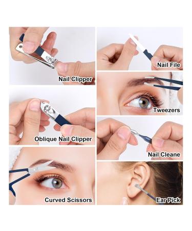 Professional 7 in 1 Manicure Set for Men - Stainless Steel Nail Care Pedicure Kit & Ingrown Toenail Clipper - Ideal Father's Day Gift | Blue - Buy Online on GoSupps.com