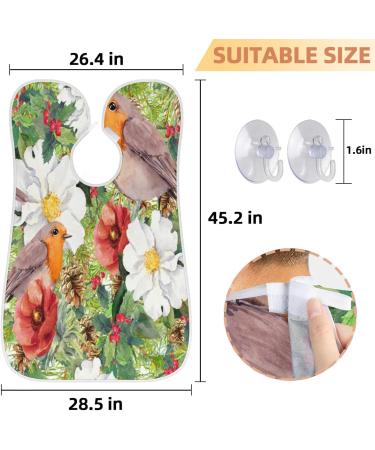 Beard Bib Apron for Men - Waterproof Hair Catcher & Grooming Cape | Retro Flowers & Birds Design - Buy Online on GoSupps.com