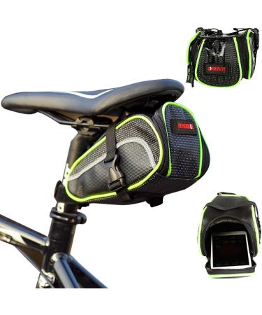Ryhpez Bike Saddle Bag - Green | Waterproof Seat Pouch with Reflective Stripes - Buy Online on GoSupps.com