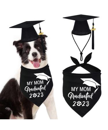 JOTFA 2023 Dog Graduation Bandana and Dog Graduation Cap with 2023 Black Tassel for Graduation Gift 2023 Graduation Party Supplies (Dog Graduation Cap & Bandana) Black Dog Graduation Cap & My Mom Graduated