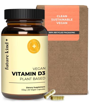 Future Kind Vegan Vitamin D3 (30 Softgels in Glass Bottle) - 2500 IU Plant-Based Vitamin D Supplements for Cell and Immune Support - Sugar-Free Lichen-Based Vitamin D Supplements for Women & Men - Buy Online on GoSupps.com