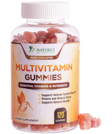 Nature's Multivitamin Gummies - Womens & Mens Daily Gummy Multivitamins for Adults with Vitamins A  C  E  B6  B12  and Minerals - Natural Multi Vitamin Supplement  Non-GMO  Berry Flavor - 120 Gummies  - Buy Online on GoSupps.com