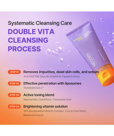 DERMALOGY by NEOGENLAB Double Vita Capsule Cleansing Foam Vitamin-Rich Daily Face Cleanser with AHA/BHA & Yuzu Lime Extract Brightening & Hydrating Gel-to-Foam Cleanser All Skin Types 5.07 fl oz - Buy Online on GoSupps.com