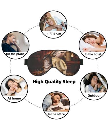 Shop Cowboy Black Hat Western Boots Eye Mask Soft Elastic & Adjustable Sleeping Mask for Men & Women | Comfortable Nighttime Sleep - Buy Online on GoSupps.com