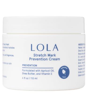 LOLA Stretch Mark Prevention Cream with Hydrating Body Oil for Skin Elasticity - Gentle Hypoallergenic Maternity Self Care Formula - Cocoa Butter Scar Cream & Collagen Support - 4 Fl Oz