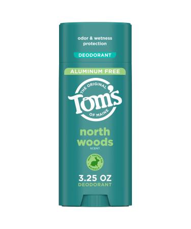 Tom s of Maine North Woods Aluminum Free Natural Deodorant For Women & Men | Goes on Clear | Odor & Wetness Protection | Naturally Derived and Moisture-Locking Ingredients | 3.25 oz North Woods 3.25 Ounce (Pack of 1)