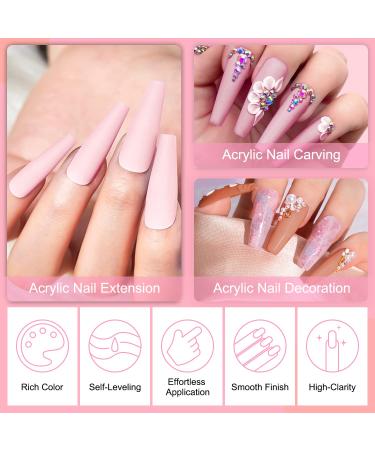 Lavender Violets Acrylic Nail Kit for Beginners - 12 Colors Powder with Clear Pink White EMA Monomer Liquid, Nail Brush, Forms Tips for Extension - Buy Online on GoSupps.com