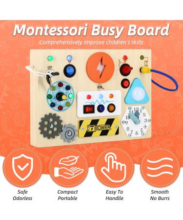 Giftota Montessori Busy Board - 20 Switches & 17 LED Lights | Educational Wooden Toys for 1-4 Year Olds | Ideal Motor Skills Development for Babies & Toddlers - Buy Online on GoSupps.com