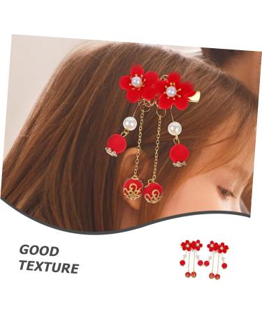 FRCOLOR 1 Pair Tassel Antique Style Hair Clip Bow Hair Clips Chinese Tassel Hair Clip Ancient Style Hair Pin Girls Barrettes for Hair Girl Hair Walk Japanese-style Girl Child Red Fabric - Buy Online on GoSupps.com