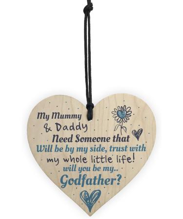 Will You Be My Godfather Wooden Heart Plaque - Christening Gifts for Him - Buy Online on GoSupps.com