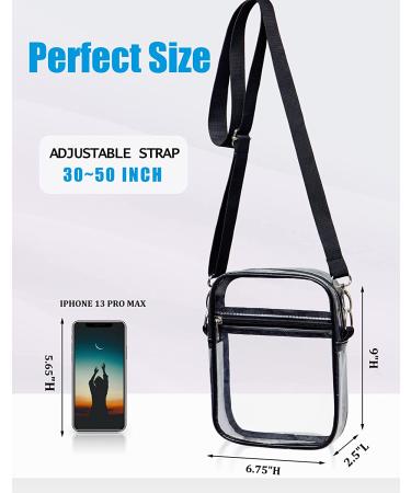 Clear Crossbody Stadium Bag - Adjustable Shoulder Strap - Black - Stadium Approved - Buy Online on GoSupps.com