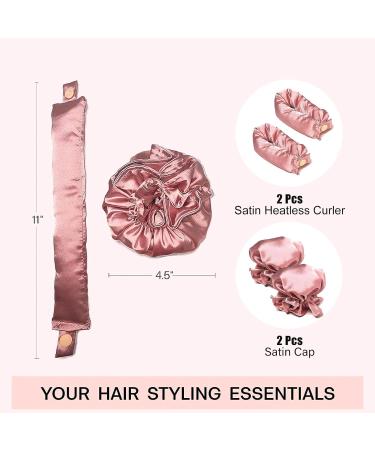 2 Pairs Heatless Hair Curlers - Overnight Lazy Curlers Set with Headband and Hairnet for DIY Styling - Buy Online on GoSupps.com