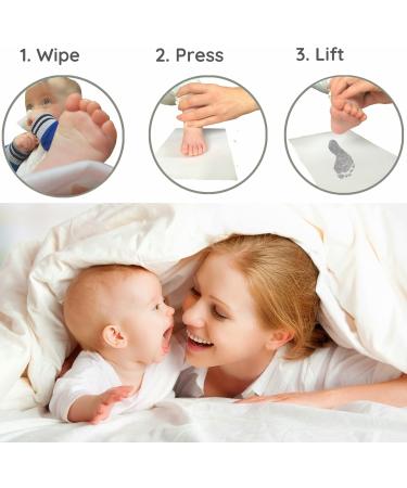 Inkless Hand & Footprint Kit for Newborns - Baby Shower Gift for Mum | Includes Ink Pads and Wipes | Silver Keepsake - Buy Online on GoSupps.com
