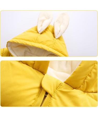 Minizone Baby Snowsuit | Cotton Hooded Winter Romper | Cartoon Rabbit Design | 0-6 Months | Yellow - Buy Online on GoSupps.com
