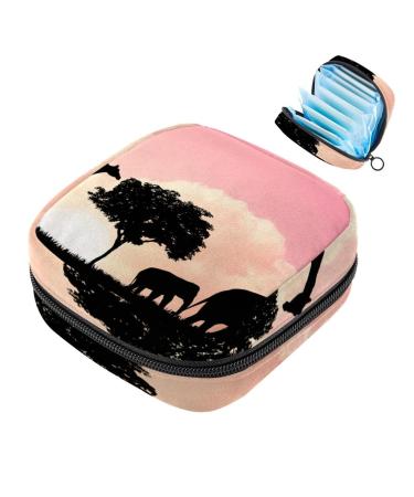 Storage bags for women's bandages with elephant giraffe motif large menstrual cup bags with zipper periodic inserts bags panty liners tampons for girls and women multicolored 06