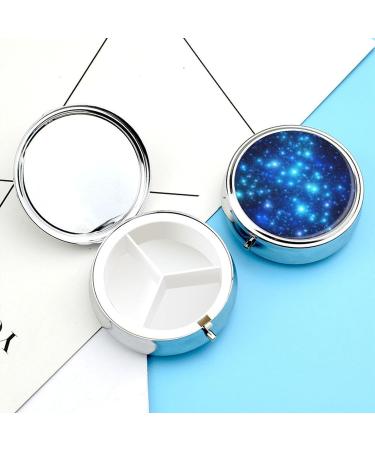 Portable 3 Compartment Pill Box with Blue Shining Stars | Travel-Friendly Medicine Organizer for Handbag & Pocket - Buy Online on GoSupps.com