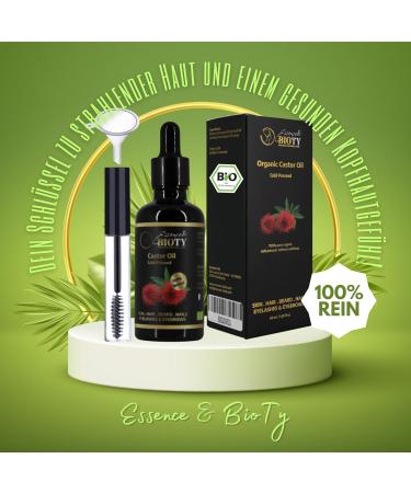 Organic Castor Oil 50ml - 100% Pure Cold Pressed for Hair Eyelashes and Beard Growth | Reduces Stretch Marks | Gift: Mascara Kit Included - Buy Online on GoSupps.com