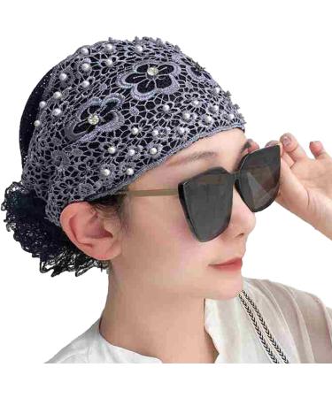 Lace Headbands for Girls Wide Floral Pearl Lace Headbands Hair Accessories for Women Fashion Floral Headcovering for Women Gray - Buy Online on GoSupps.com