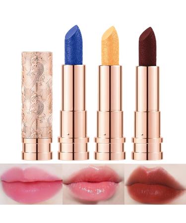 3 Colors Lipstick Set Color Changing Lipstick and Matte Lipstick Set Magic Lipstick Set Long Lasting Waterproof Labiales Magicos Pintalabios Permanente 24 Horas Originales