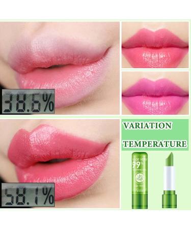 WENJLYJ 4 PCS Aloe Vera Color Changing Lip Gloss Set - Long-lasting & Nutritious Lip Makeup Kit for Women - Buy Online on GoSupps.com