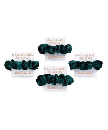 Emerald Green Velvet Bridesmaid Proposal Scrunchies with Foil Gift Cards - 6 Pack - Buy Online on GoSupps.com