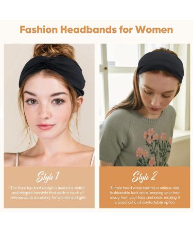 Carede Wide Headbands for Women - 6 Pack Black Turban Headbands for Yoga Workout and Sports - Buy Online on GoSupps.com