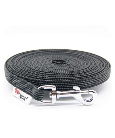 Twinkys Dog Style tow leash rubberized 15 mm wide for dogs up to 15 kg - without hand loop 25 meters black made in Germany 25 meters black 15 mm to 15 kg