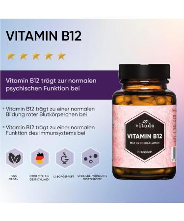 High Dose Vitamin B12 1000 g Methylcobalamin - Vegan Capsules - 90 Glass Bottles - Laboratory Tested - Buy Online on GoSupps.com