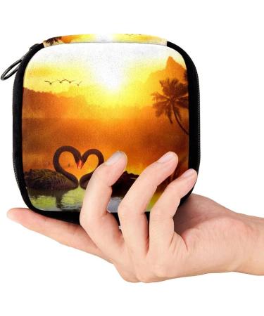 GIAPB Period Bag - Black Swan Heart Shape Color1864 | Sanitary Napkin Storage and Makeup Pouch - Buy Online on GoSupps.com