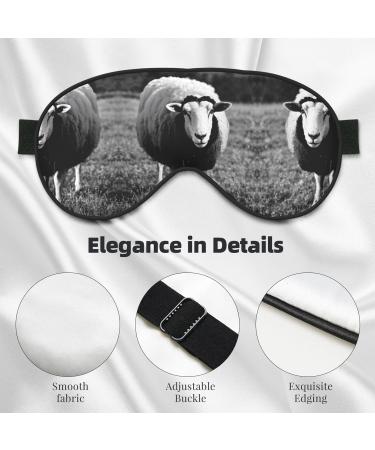 Cute Sheep Lamb Print Sleep Mask | Unisex Double-Sided Eye Mask for Sound Sleep & Skin Care - Black - Buy Online on GoSupps.com