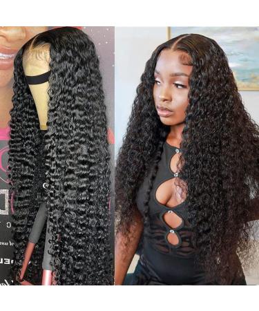 snv 5x5 HD Lace Closure Wigs Human Hair Pre Plucked 24 Inch Deep Wave 180 Density Wear and Go Glueless Human Hair Closure Wig Wet and Wavy Curly Wigs for Black Women with Baby Hair Natural Hairline 24 Inch 5x5deepwavewig