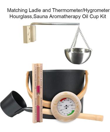 Premium 5-Piece Sauna Accessories Set - 7L Bucket Scoop Hourglass & Thermometer Hygrometer for Ultimate Wellness - Buy Online on GoSupps.com