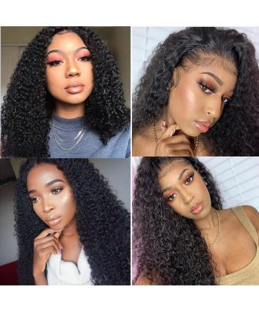 Mongolian Kinky Curly Lace Front Wig 16inch 13x4 HD Transparent Pre Plucked Human Hair Wig for Black Women - Buy Online on GoSupps.com