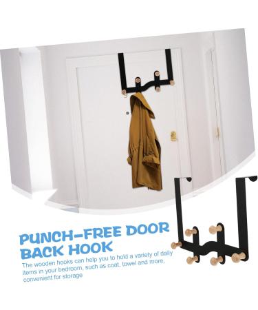 Anneome 6 Door Hook Coat Rack Hooks Outdoor Towel Rack Coat Mount Wooden Hooks Hang Clothes Metal 30X23CM Black - Buy Online on GoSupps.com